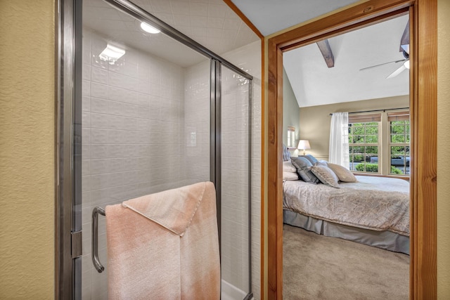 3150 Kings Canyon Rd, Carson City, NV 89703 - ensuite bathroom with a shower stall and a ceiling fan