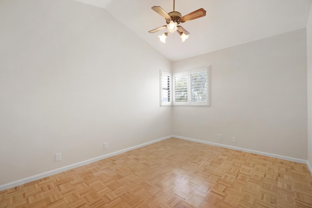 1043 Shenandoah Dr, Carson City, NV 89702 - unfurnished room with baseboards, a ceiling fan, and vaulted ceiling