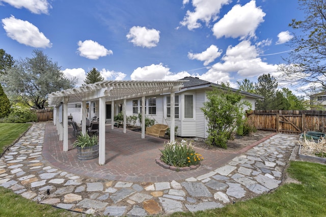 1634 Buzzys Ranch Rd, Carson City, NV 89701 - rear view of property with a pergola, a patio, and a gate