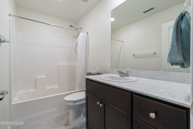 8944 Elk Ravine Dr, Reno, NV 89506 - full bath featuring toilet, vanity, shower / bath combo with shower curtain, and tile patterned floors