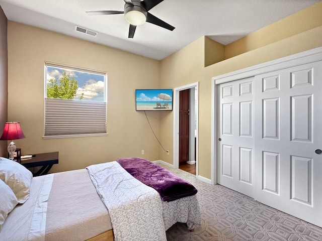 10555 Hampton Creek Dr, Reno, NV 89521 - bedroom with a closet, a ceiling fan, and baseboards