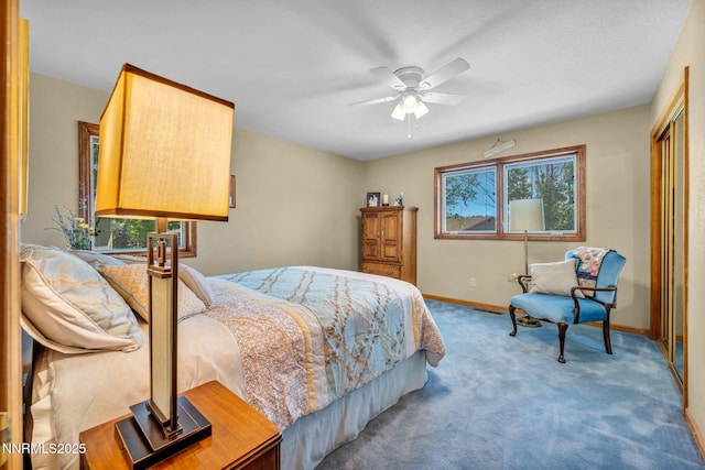 1408 N Santa Barbara Dr, Minden, NV 89423 - carpeted bedroom featuring baseboards, a closet, and ceiling fan