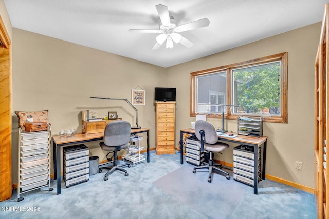 1408 N Santa Barbara Dr, Minden, NV 89423 - home office featuring carpet flooring, a ceiling fan, and baseboards