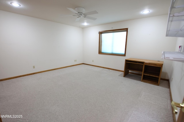 403 Ironwood Ct, Yerington, NV 89447 - unfurnished room with carpet, recessed lighting, baseboards, and a ceiling fan