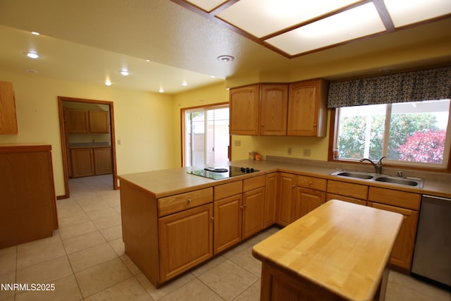 403 Ironwood Ct, Yerington, NV 89447 - kitchen featuring a sink, black electric stovetop, dishwasher, a peninsula, and healthy amount of natural light