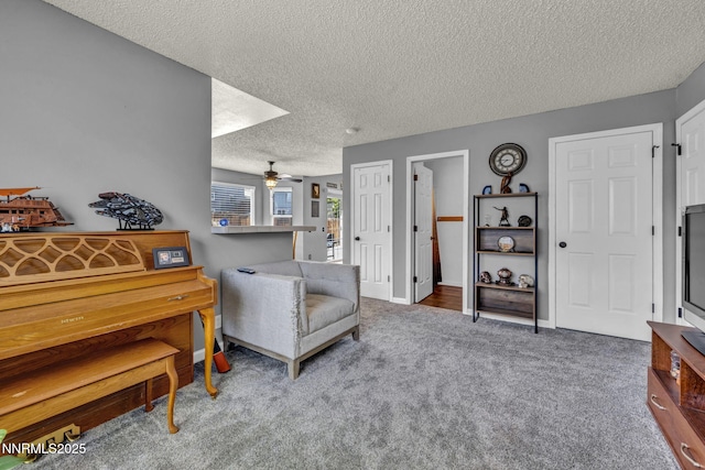 45 Stormy Ct, Sparks, NV 89436 - living area featuring a textured ceiling, carpet, and a ceiling fan