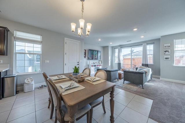 1855 Dark Horse Rd Unit B, Reno, NV 89521 - dining area with a chandelier, recessed lighting, baseboards, and light tile patterned flooring