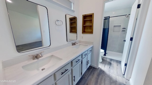6042 Walnut Creek Rd, Reno, NV 89523 - full bath with wood finished floors, a tile shower, and double vanity