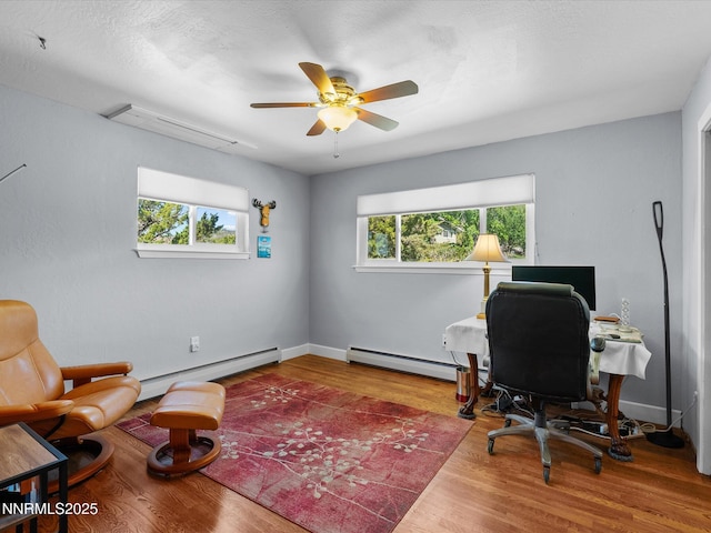 60 Redstone Dr, Reno, NV 89512 - office space with a baseboard radiator, wood finished floors, and a ceiling fan