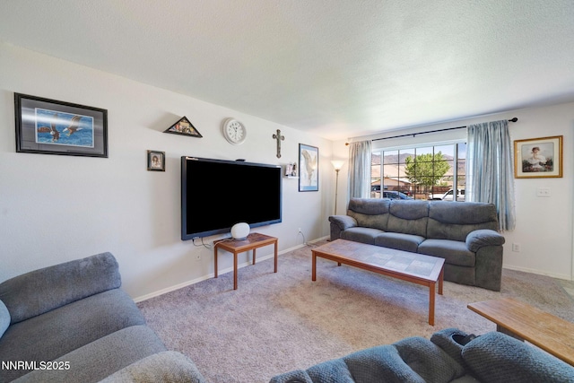 636 Aja Pl, Dayton, NV 89403 - carpeted living area featuring baseboards and a textured ceiling