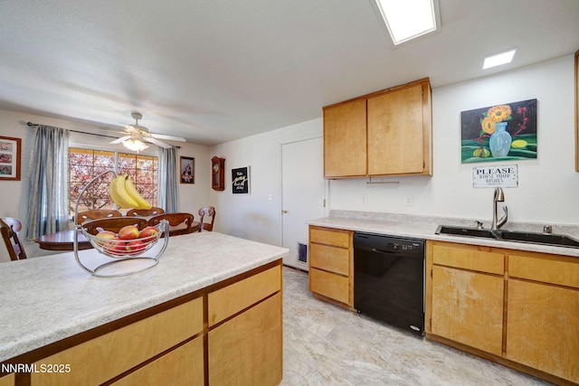 636 Aja Pl, Dayton, NV 89403 - kitchen with dishwasher, a sink, light countertops, and ceiling fan