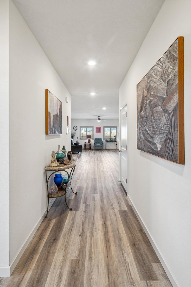 1733 Treeline Dr, Fernley, NV 89408 - hall featuring wood finished floors, baseboards, and recessed lighting