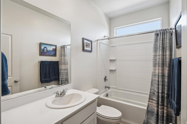 1733 Treeline Dr, Fernley, NV 89408 - bathroom featuring toilet, shower / bath combo with shower curtain, and vanity