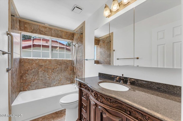 3277 Dartmouth Ct, Carson City, NV 89703 - bathroom featuring vanity, tub / shower combination, toilet, and tile patterned floors