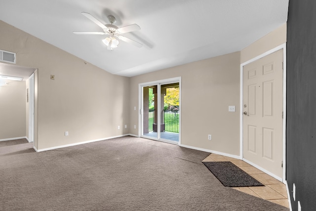 6850 Sharlands Ave Unit H2044, Reno, NV 89523 - empty room with a ceiling fan, carpet, baseboards, and lofted ceiling