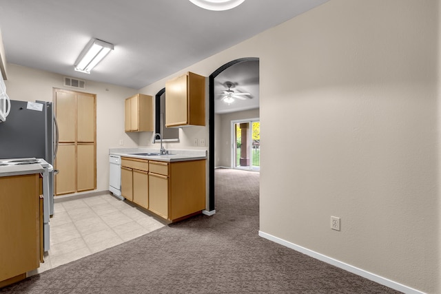 6850 Sharlands Ave Unit H2044, Reno, NV 89523 - kitchen featuring range, a sink, dishwasher, and light colored carpet