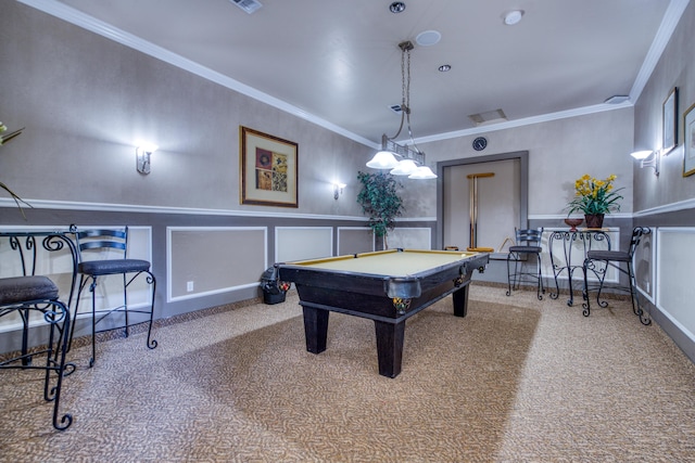 6850 Sharlands Ave Unit H2044, Reno, NV 89523 - game room featuring carpet floors, billiards, and ornamental molding