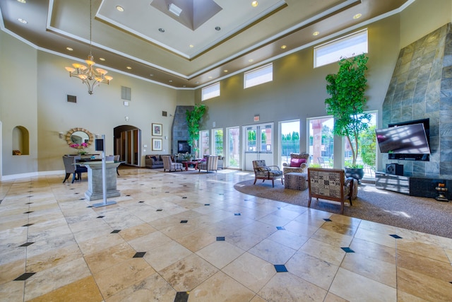 6850 Sharlands Ave Unit H2044, Reno, NV 89523 - lobby featuring a towering ceiling, recessed lighting, and crown molding