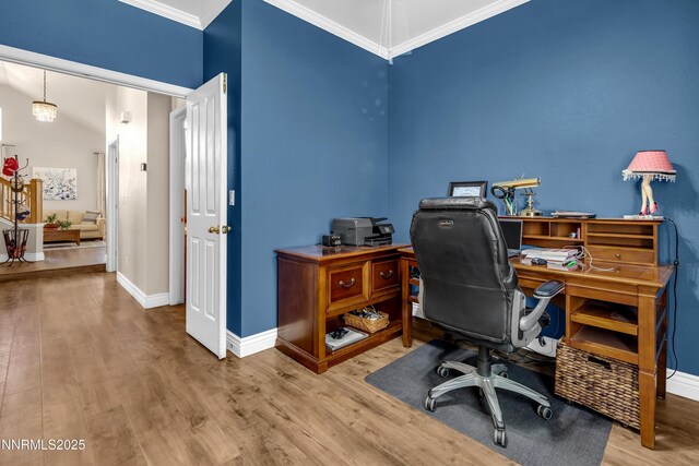 1635 Black Oak Rd, Sparks, NV 89436 - office space with crown molding, wood finished floors, and baseboards