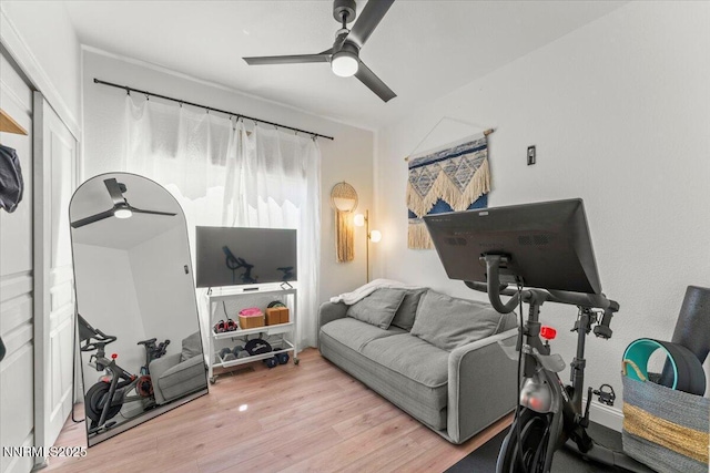 5540 Twin Creeks Dr, Reno, NV 89523 - exercise area featuring ceiling fan and wood finished floors