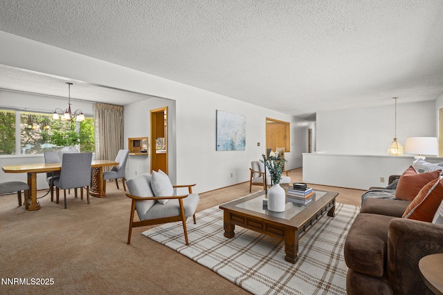 2770 Solari Dr, Reno, NV 89509 - living room with a textured ceiling, a chandelier, and light carpet