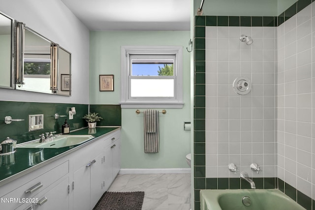 125 Greenridge Dr, Reno, NV 89509 - bathroom with vanity, marble finish floors, toilet, and  shower combination