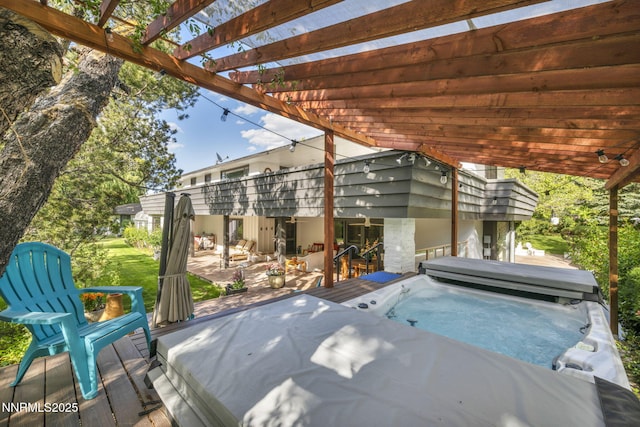 125 Greenridge Dr, Reno, NV 89509 - view of patio / terrace featuring a hot tub and a pergola