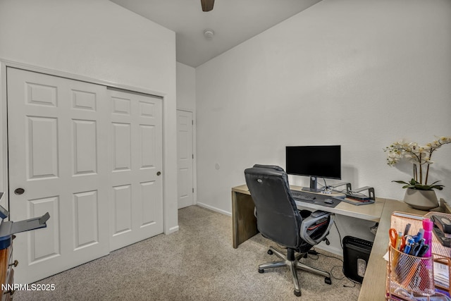 7442 Celeste Dr, Reno, NV 89511 - carpeted home office featuring baseboards and a ceiling fan