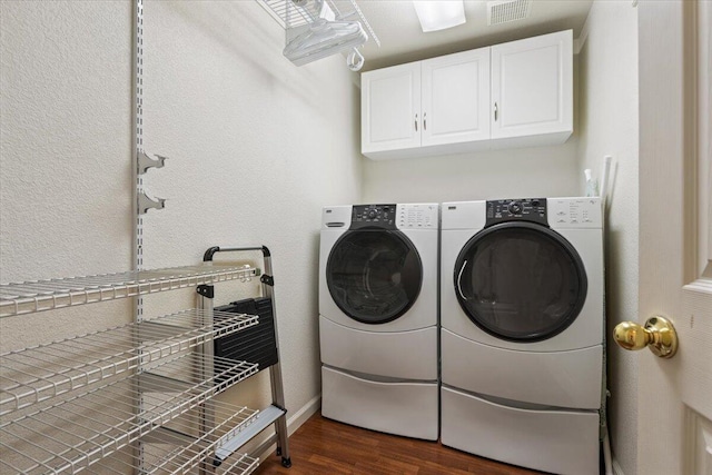 5625 Spandrell Cir, Sparks, NV 89436 - laundry room featuring cabinet space, separate washer and dryer, and dark wood-style floors