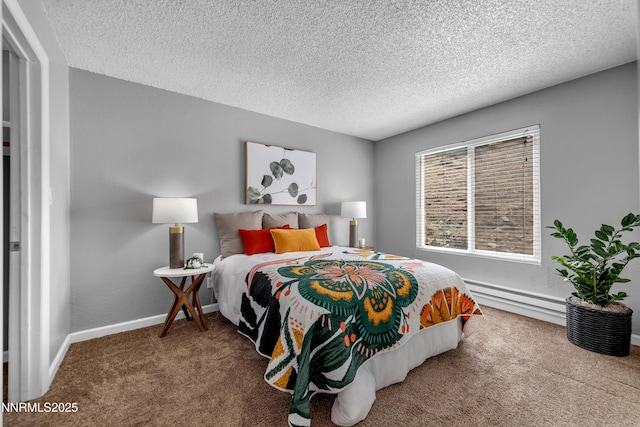 3951 Clear Acre Ln Unit 293, Reno, NV 89512 - bedroom featuring a baseboard radiator, carpet floors, a textured ceiling, and baseboards