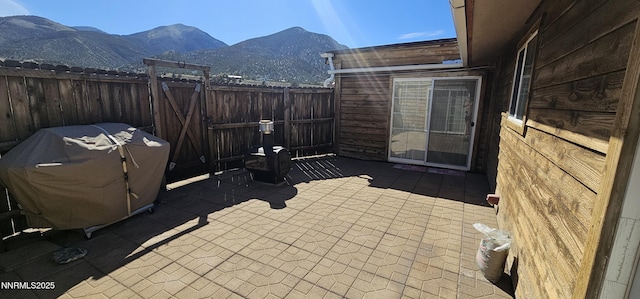 155 James Ct, Kingston, NV 89310 - fenced backyard with a mountain view and a patio area