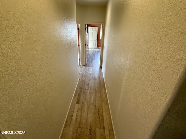 1224 Mountain Rose Dr, Fernley, NV 89408 - hall featuring wood finished floors, a textured wall, and baseboards