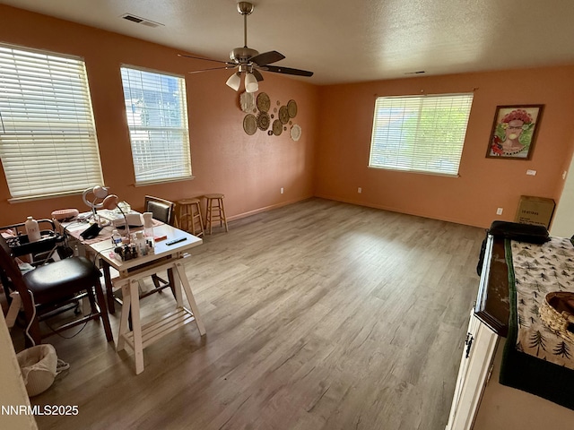1224 Mountain Rose Dr, Fernley, NV 89408 - dining room featuring light wood finished floors, plenty of natural light, and ceiling fan