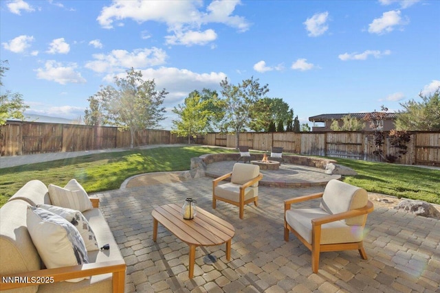2675 Weymoor Ct, Reno, NV 89521 - view of patio featuring an outdoor living space with a fire pit