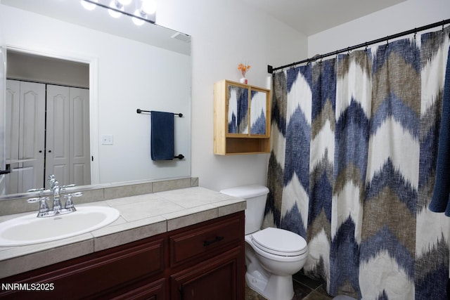 240 Mary Lou Ln, Fernley, NV 89408 - bathroom featuring toilet, vanity, and a shower with shower curtain
