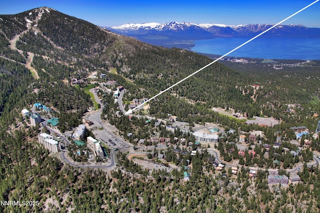 383 Tramway Dr Unit B, Stateline, NV 89449 - aerial view of property and surrounding area featuring mountains and a heavily wooded area