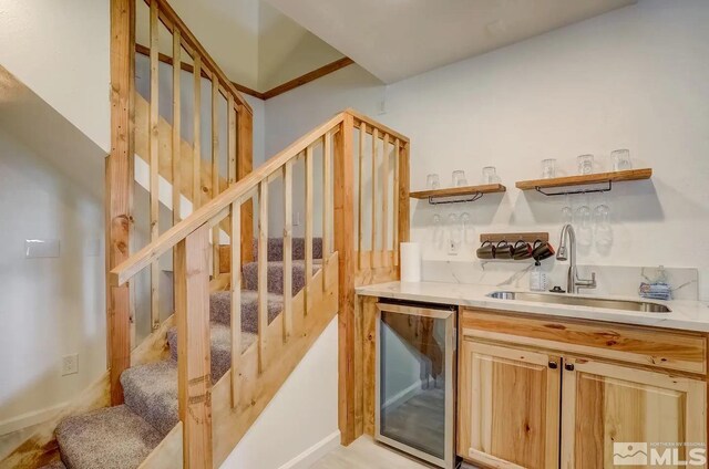 758 Milky Way Ct Unit B, Stateline, NV 89449 - indoor wet bar with beverage cooler and stairs