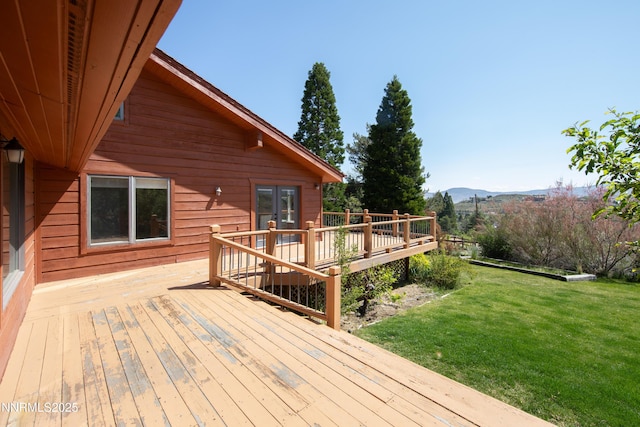 4360 Slide Mountain Cir, Reno, NV 89511 - wooden terrace featuring a lawn and a mountain view