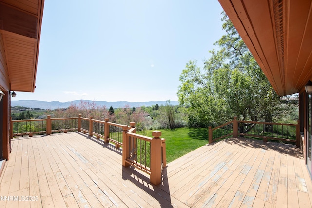 4360 Slide Mountain Cir, Reno, NV 89511 - wooden terrace featuring a mountain view and a yard