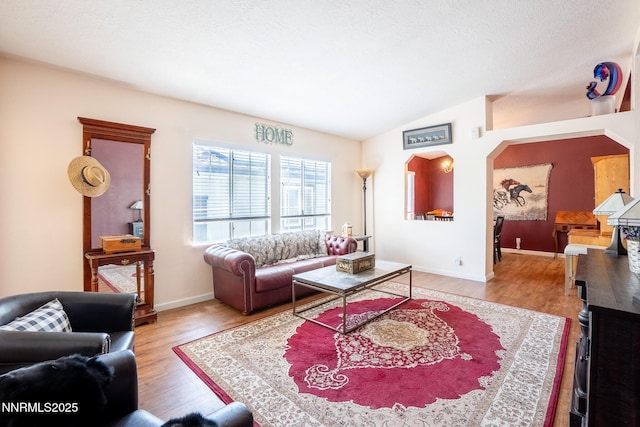 244 Ave De La Couleurs Ave, Sparks, NV 89434 - living room featuring light wood-style flooring, vaulted ceiling, and baseboards