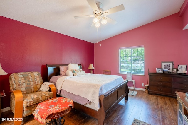 244 Ave De La Couleurs Ave, Sparks, NV 89434 - bedroom with hardwood / wood-style flooring, vaulted ceiling, baseboards, and ceiling fan