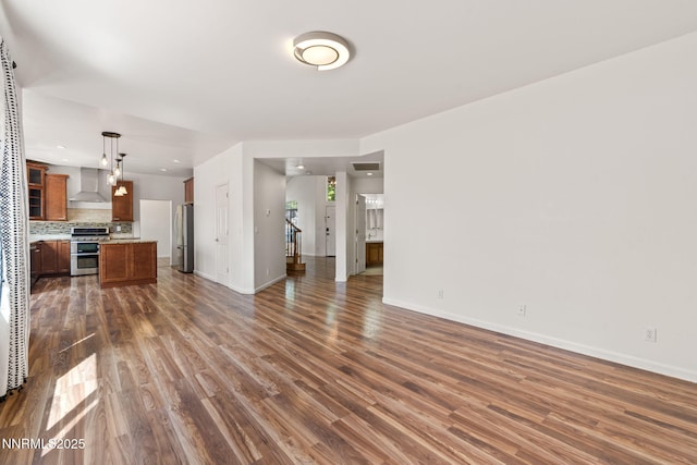 3095 Fairwood Dr, Reno, NV 89502 - unfurnished living room featuring dark wood-style floors and baseboards