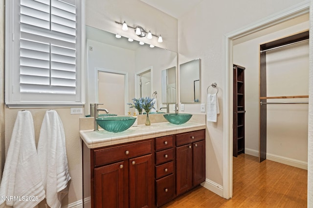 11285 Messina Way, Reno, NV 89521 - full bathroom featuring double vanity, wood finished floors, and baseboards