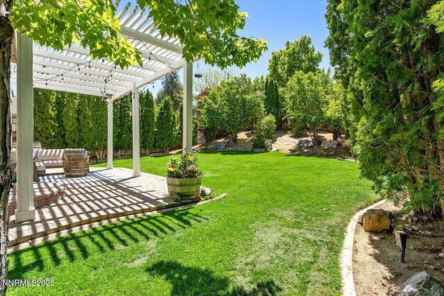 2349 Dodge Dr, Sparks, NV 89436 - view of green lawn with a pergola and a patio