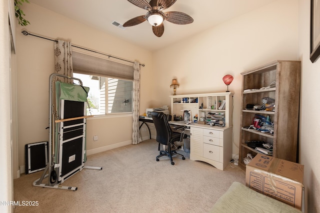 1601 Jones St, Minden, NV 89423 - home office with a ceiling fan and light carpet