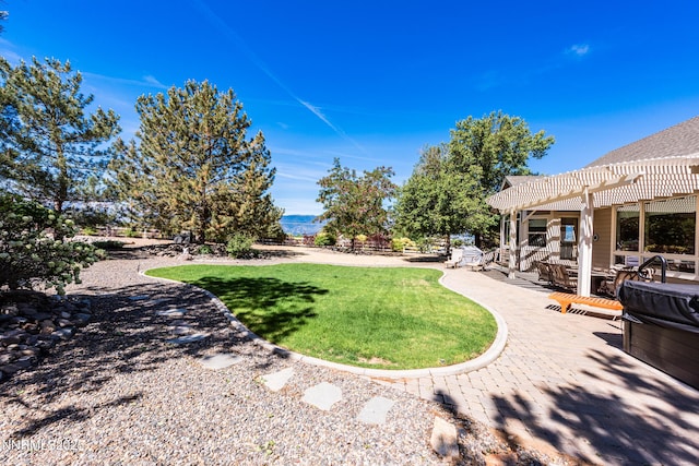 1601 Jones St, Minden, NV 89423 - view of grassy yard featuring a pergola and a patio