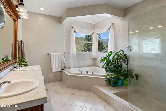 6 Canyon Dr, Carson City, NV 89703 - bathroom with double vanity, a bath, and tile patterned flooring