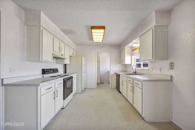 11815 Mistletoe St, Reno, NV 89506 - kitchen with electric range, a sink, under cabinet range hood, and light countertops