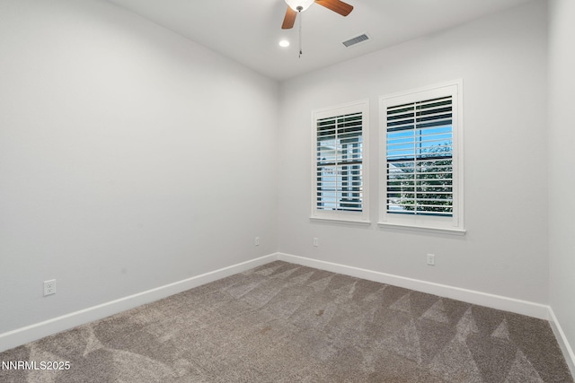11621 Desert Shadow Dr, Sparks, NV 89441 - spare room featuring carpet floors, baseboards, ceiling fan, and recessed lighting