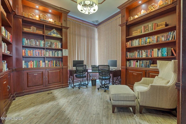 900 S Meadows Pkwy Unit 5222, Reno, NV 89521 - home office featuring wallpapered walls, hardwood / wood-style flooring, ornamental molding, and a chandelier
